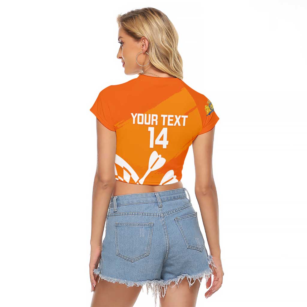Personalised Netherlands Darts Raglan Cropped T Shirt Holland National Color - Grunge Style - Wonder Print Shop
