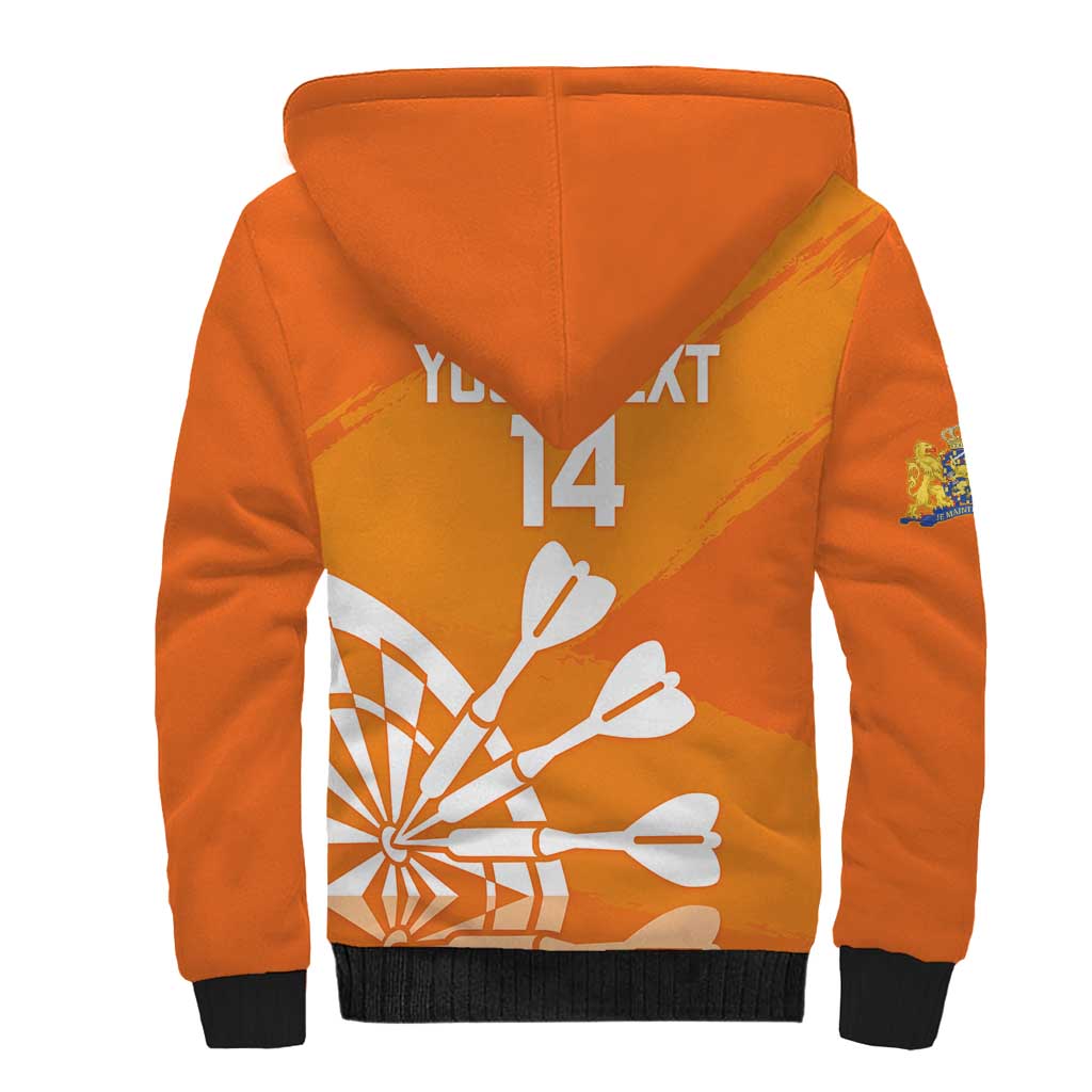 Personalised Netherlands Darts Sherpa Hoodie Holland National Color - Grunge Style - Wonder Print Shop