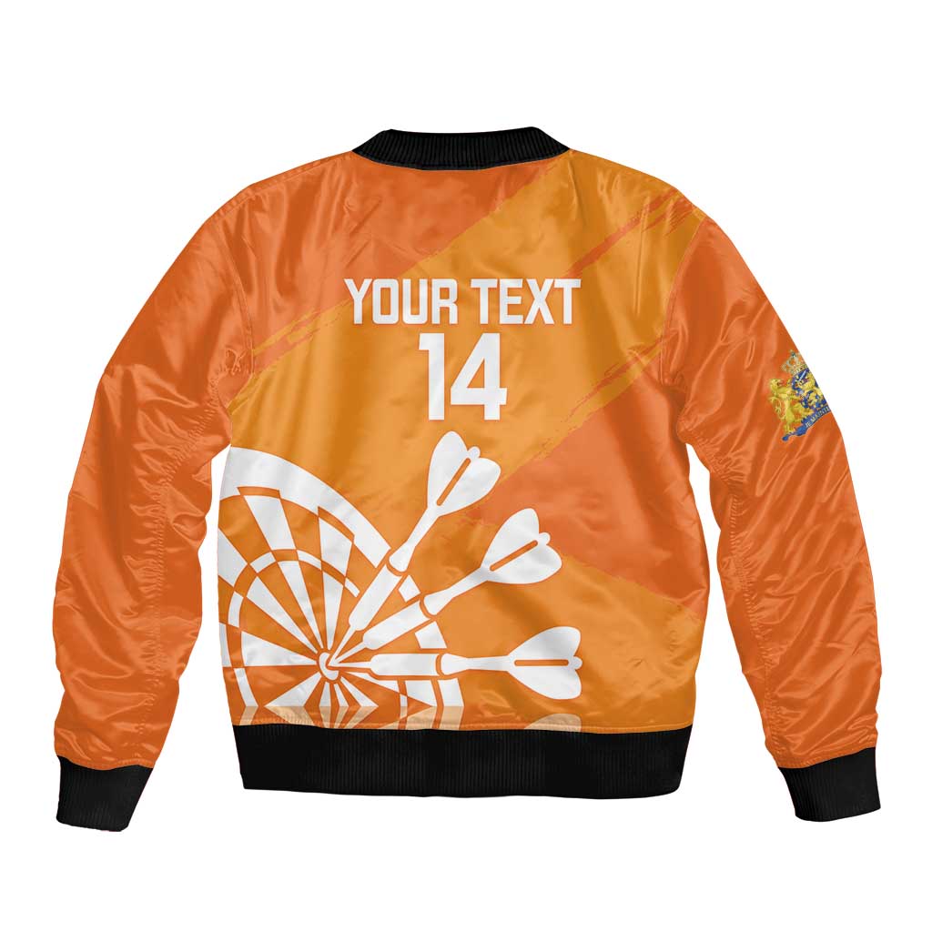 Personalised Netherlands Darts Sleeve Zip Bomber Jacket Holland National Color - Grunge Style - Wonder Print Shop