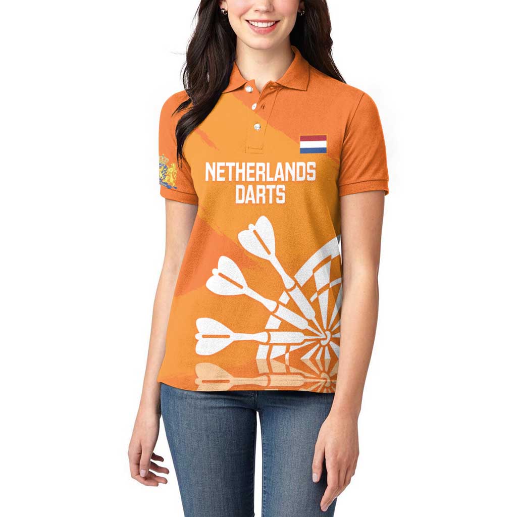 Personalised Netherlands Darts Women Polo Shirt Holland National Color - Grunge Style - Wonder Print Shop