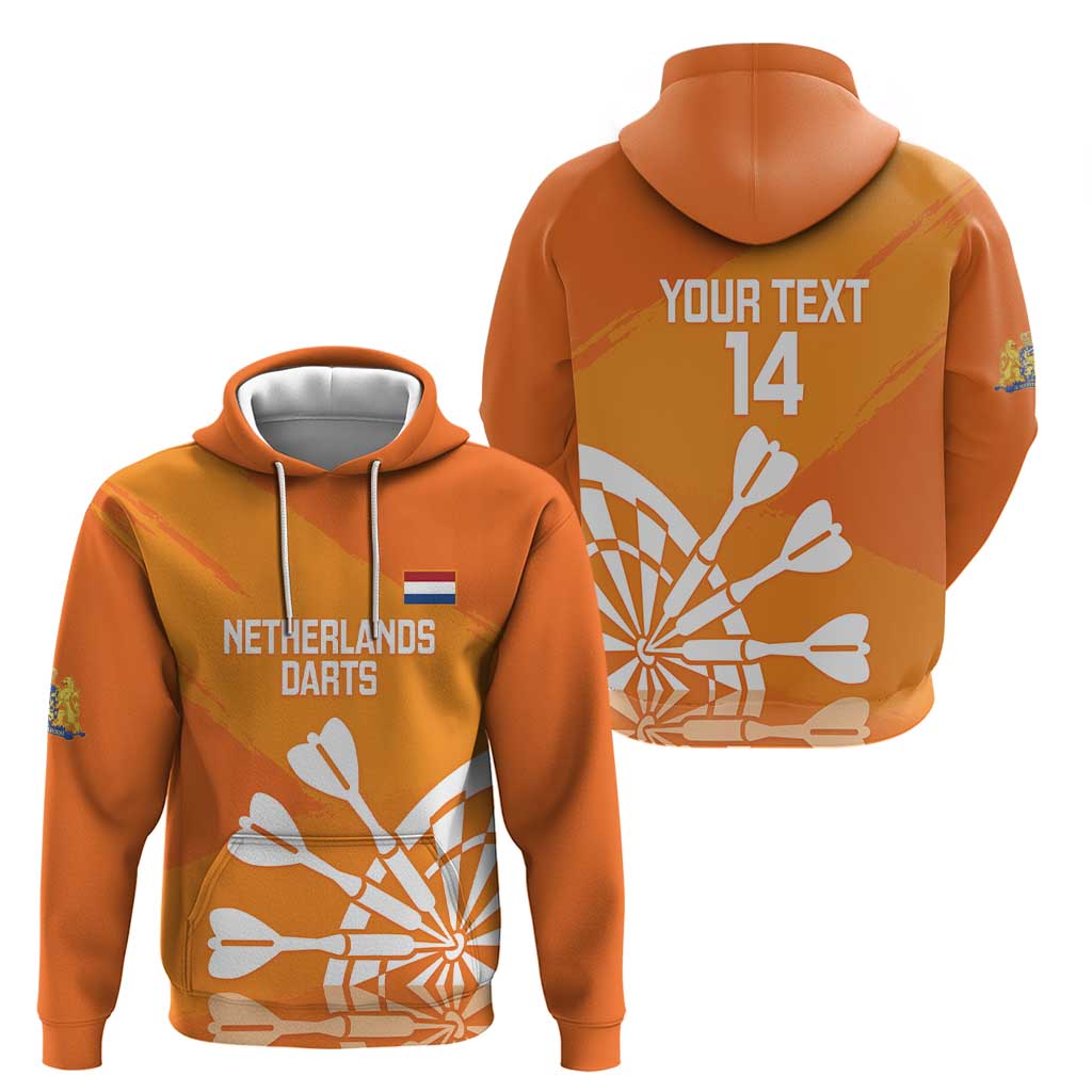 Personalised Netherlands Darts Zip Hoodie Holland National Color - Grunge Style - Wonder Print Shop