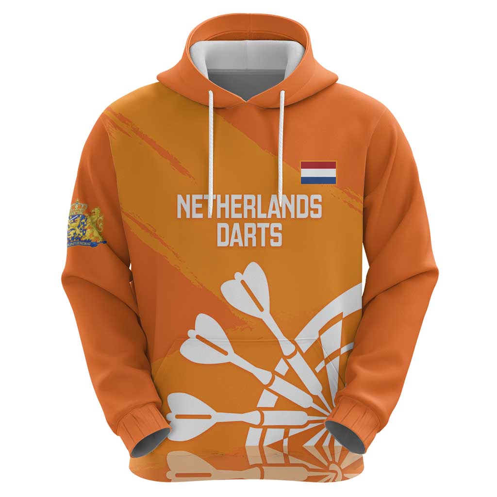 Personalised Netherlands Darts Zip Hoodie Holland National Color - Grunge Style - Wonder Print Shop