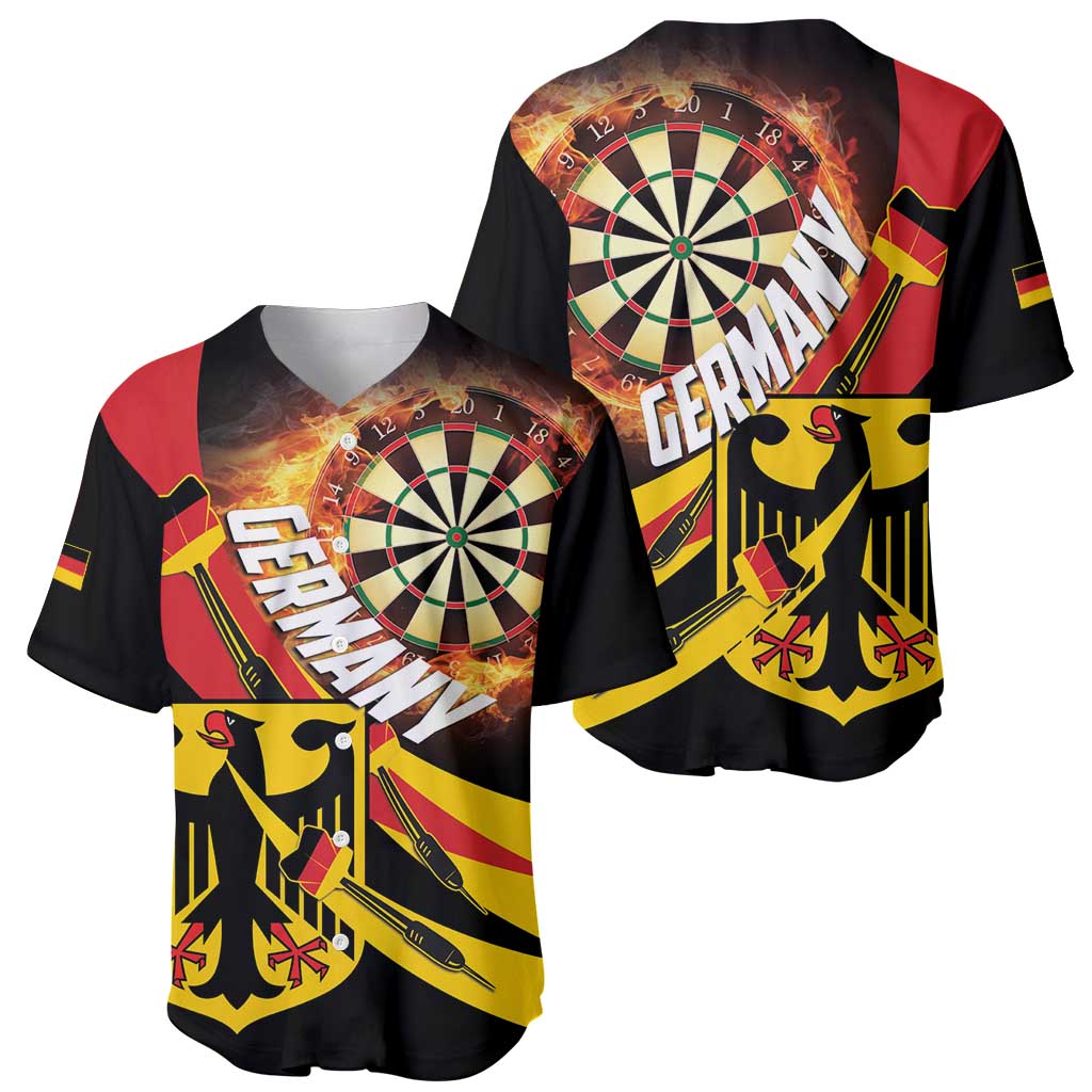 Germany Darts Baseball Jersey Flaming Dartboard Style - Wonder Print Shop
