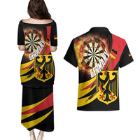 Germany Darts Couples Matching Puletasi and Hawaiian Shirt Flaming Dartboard Style - Wonder Print Shop