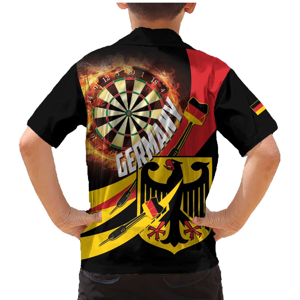 Germany Darts Family Matching Mermaid Dress and Hawaiian Shirt Flaming Dartboard Style - Wonder Print Shop