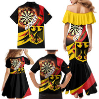 Germany Darts Family Matching Mermaid Dress and Hawaiian Shirt Flaming Dartboard Style - Wonder Print Shop
