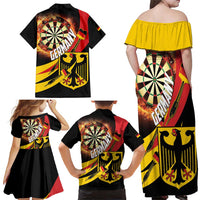 Germany Darts Family Matching Off Shoulder Maxi Dress and Hawaiian Shirt Flaming Dartboard Style - Wonder Print Shop