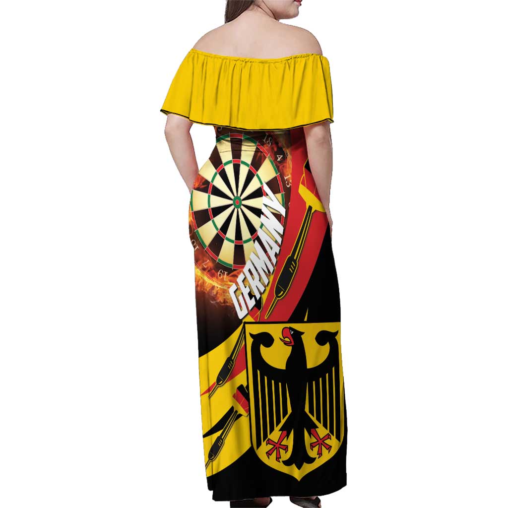 Germany Darts Family Matching Off Shoulder Maxi Dress and Hawaiian Shirt Flaming Dartboard Style - Wonder Print Shop