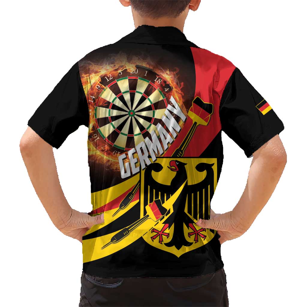 Germany Darts Kid Hawaiian Shirt Flaming Dartboard Style - Wonder Print Shop