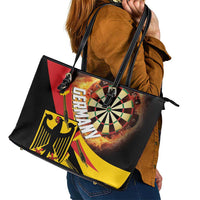 Germany Darts Leather Tote Bag Flaming Dartboard Style - Wonder Print Shop