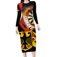 Germany Darts Long Sleeve Bodycon Dress Flaming Dartboard Style - Wonder Print Shop