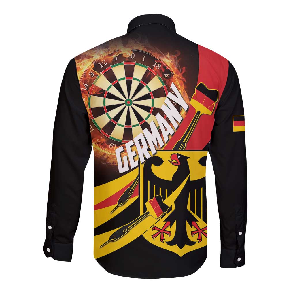 Germany Darts Long Sleeve Button Shirt Flaming Dartboard Style - Wonder Print Shop