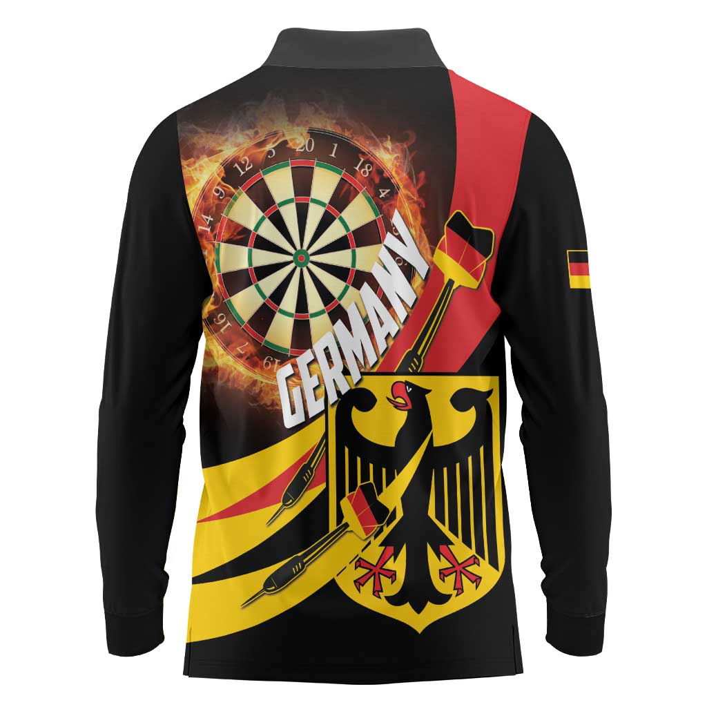 Germany Darts Long Sleeve Polo Shirt Flaming Dartboard Style - Wonder Print Shop