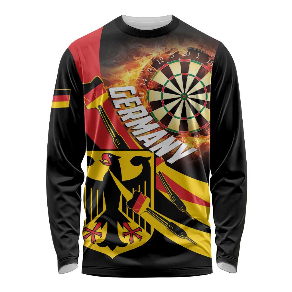 Germany Darts Long Sleeve Shirt Flaming Dartboard Style - Wonder Print Shop