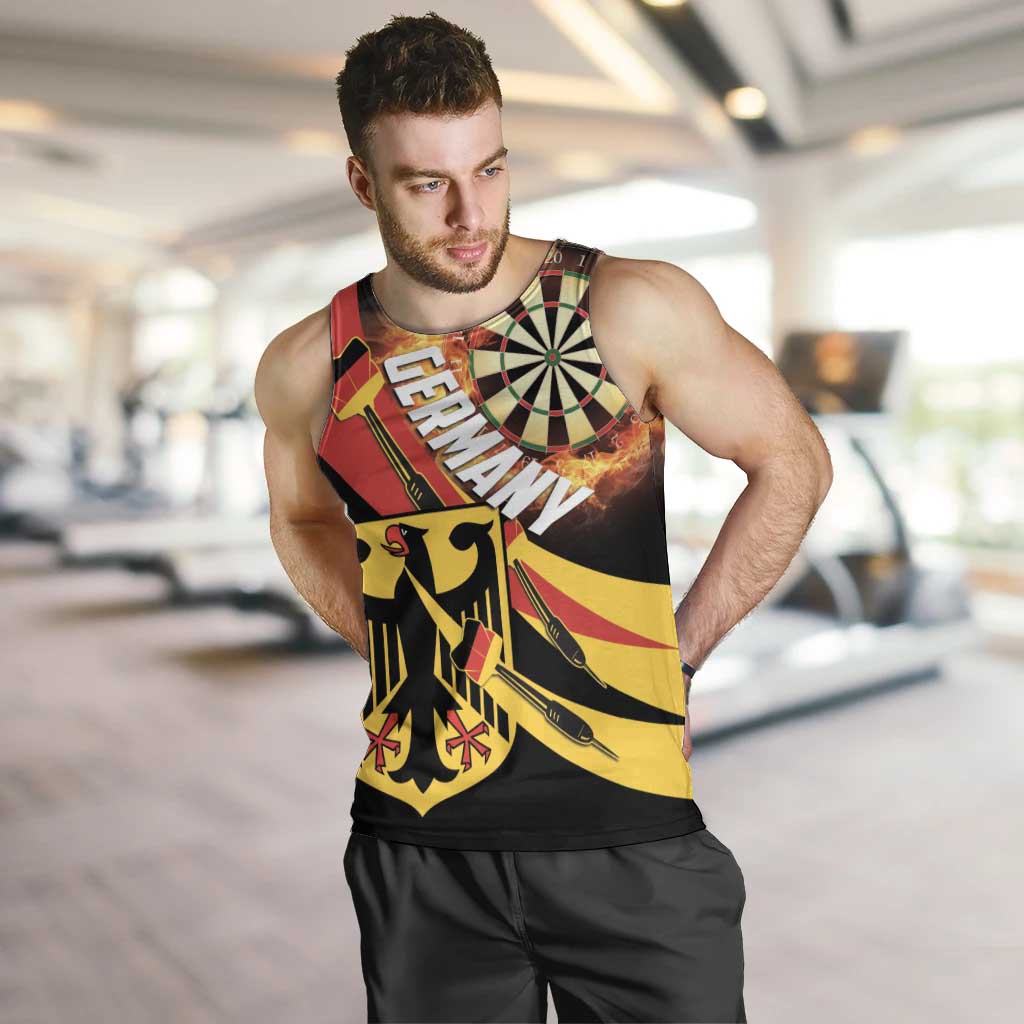 Germany Darts Men Tank Top Flaming Dartboard Style - Wonder Print Shop