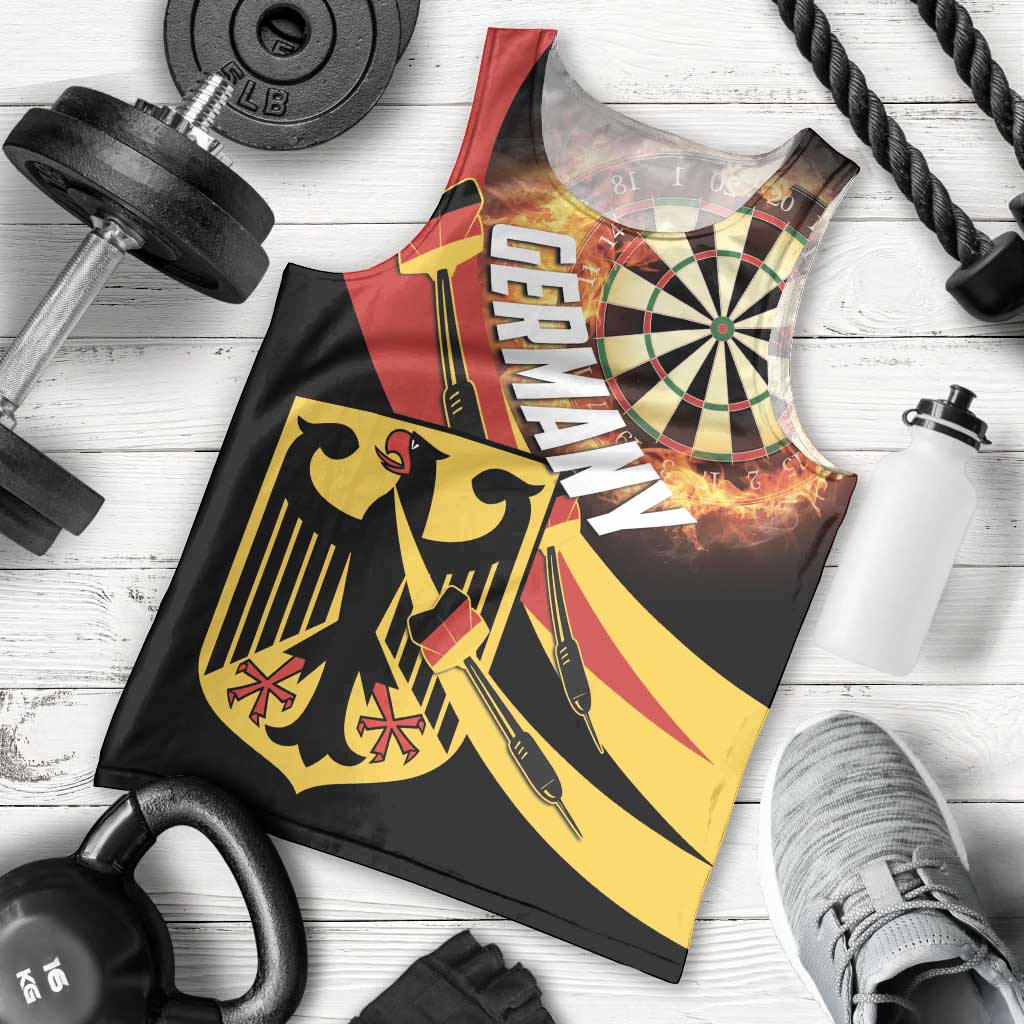 Germany Darts Men Tank Top Flaming Dartboard Style - Wonder Print Shop
