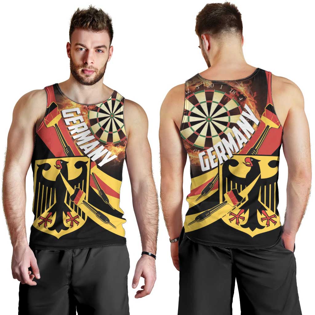 Germany Darts Men Tank Top Flaming Dartboard Style - Wonder Print Shop