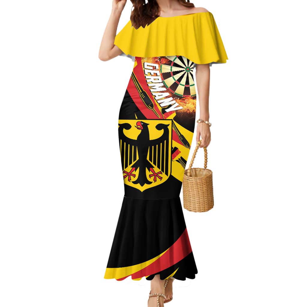 Germany Darts Mermaid Dress Flaming Dartboard Style - Wonder Print Shop