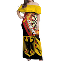 Germany Darts Off Shoulder Maxi Dress Flaming Dartboard Style - Wonder Print Shop