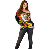 Germany Darts Off Shoulder Sweater Flaming Dartboard Style - Wonder Print Shop