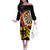Germany Darts Off The Shoulder Long Sleeve Dress Flaming Dartboard Style - Wonder Print Shop