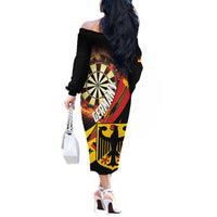 Germany Darts Off The Shoulder Long Sleeve Dress Flaming Dartboard Style - Wonder Print Shop