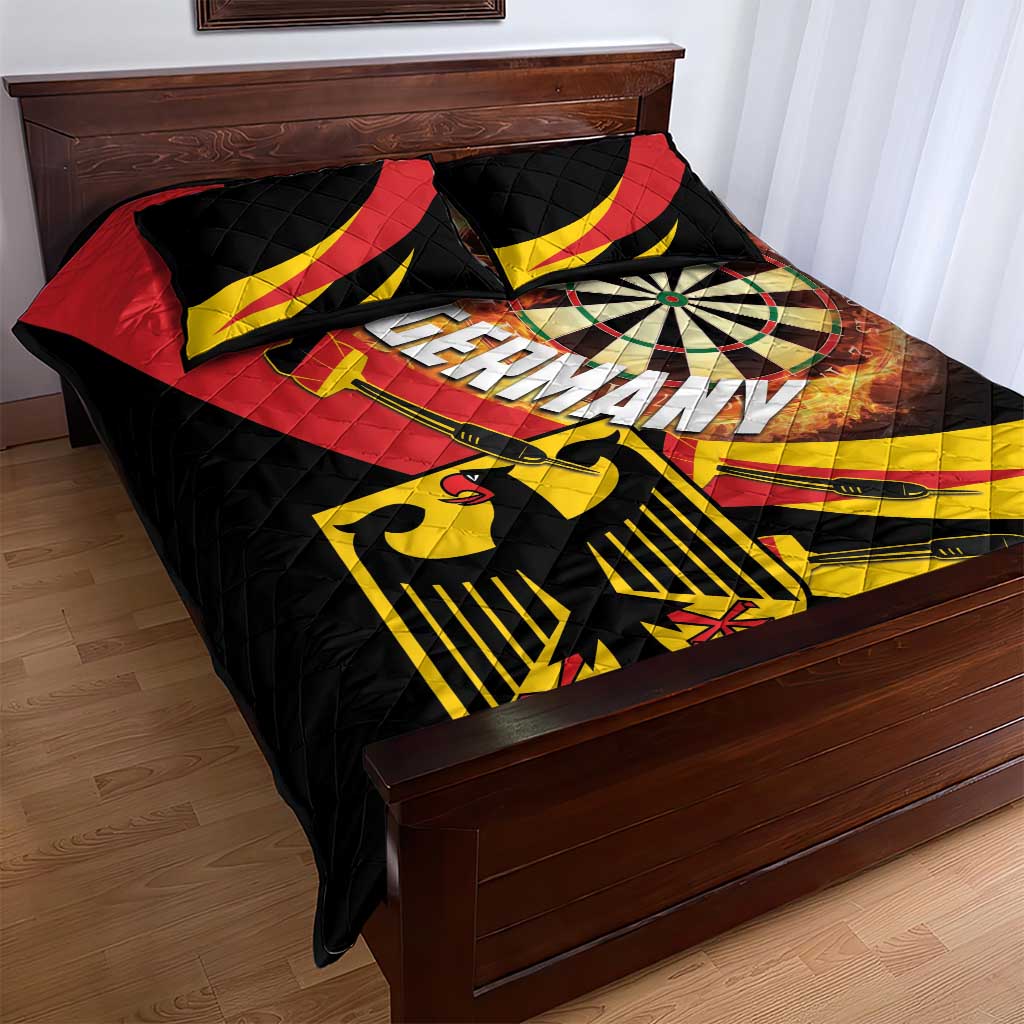 Germany Darts Quilt Bed Set Flaming Dartboard Style - Wonder Print Shop
