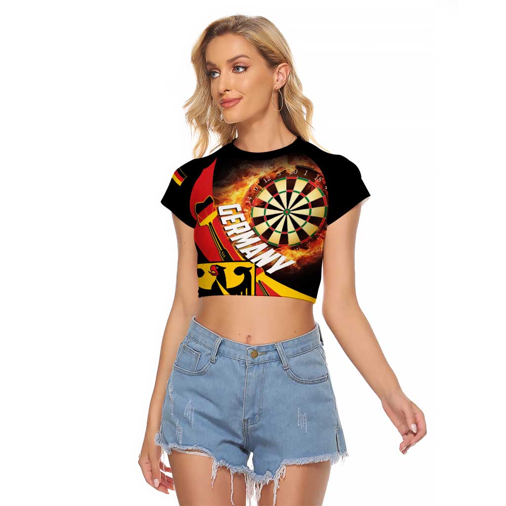 Germany Darts Raglan Cropped T Shirt Flaming Dartboard Style - Wonder Print Shop