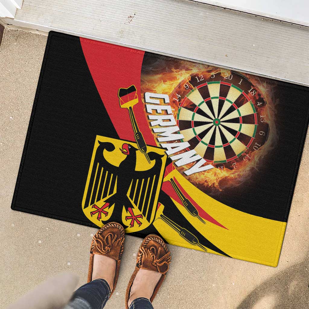 Germany Darts Rubber Doormat Flaming Dartboard Style - Wonder Print Shop