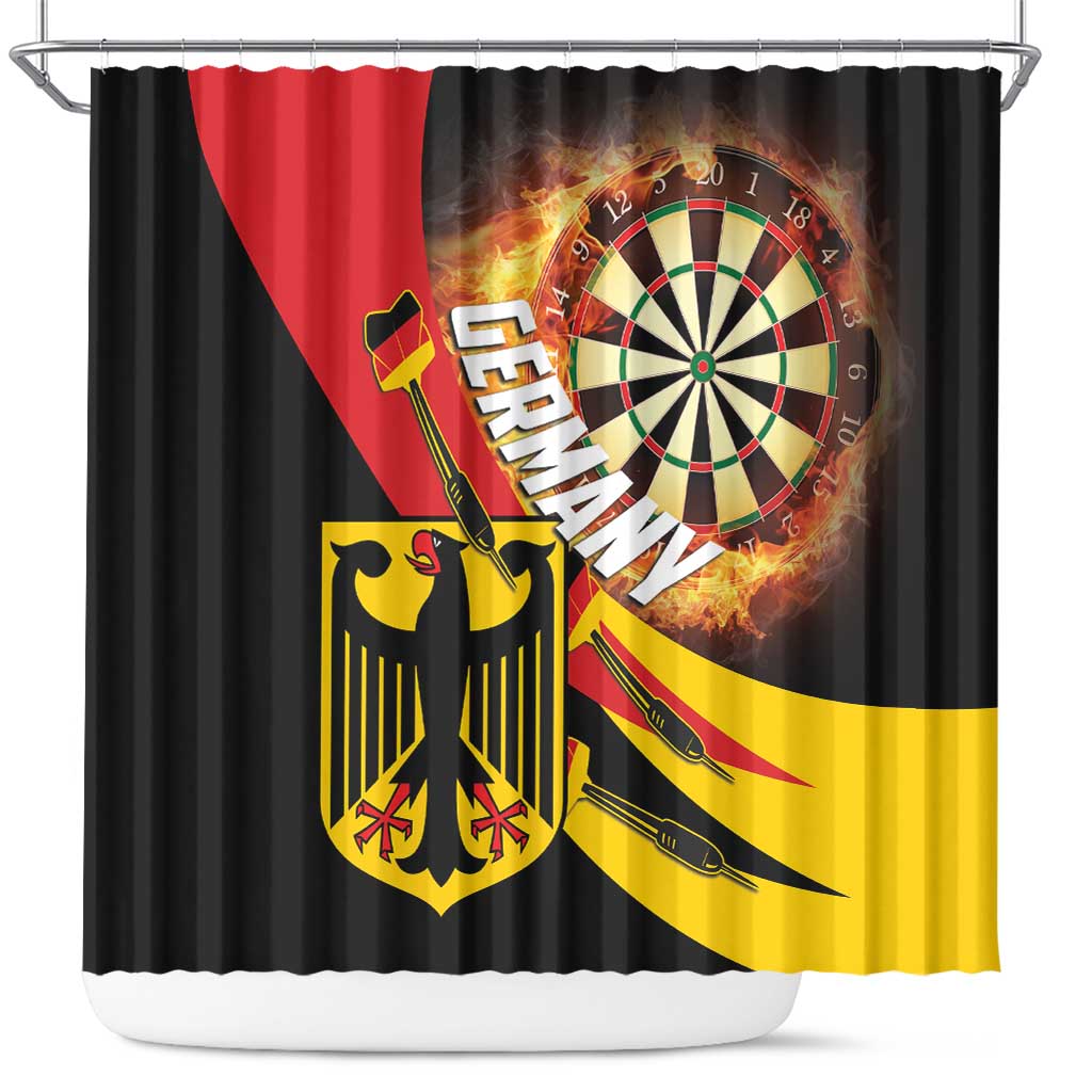 Germany Darts Shower Curtain Flaming Dartboard Style
