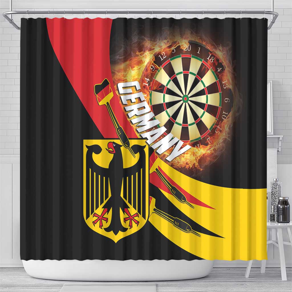 Germany Darts Shower Curtain Flaming Dartboard Style