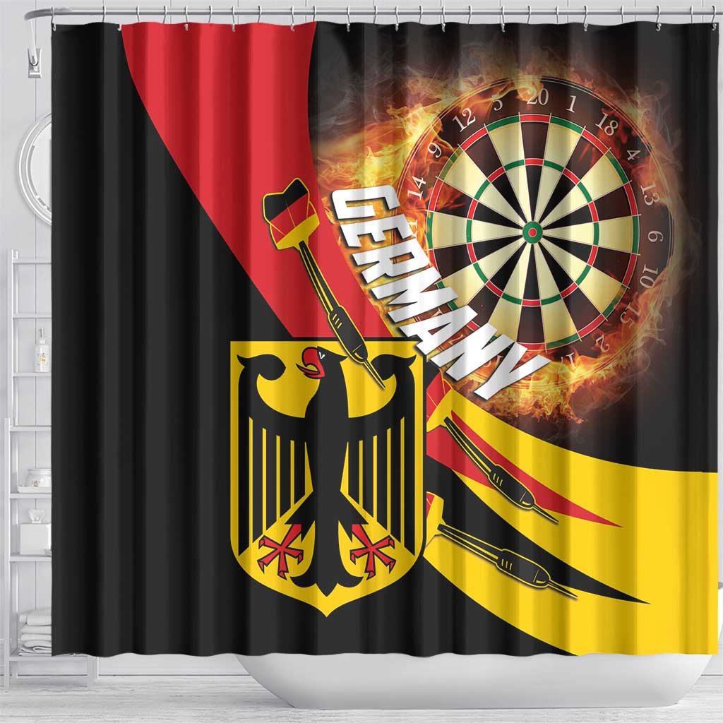 Germany Darts Shower Curtain Flaming Dartboard Style