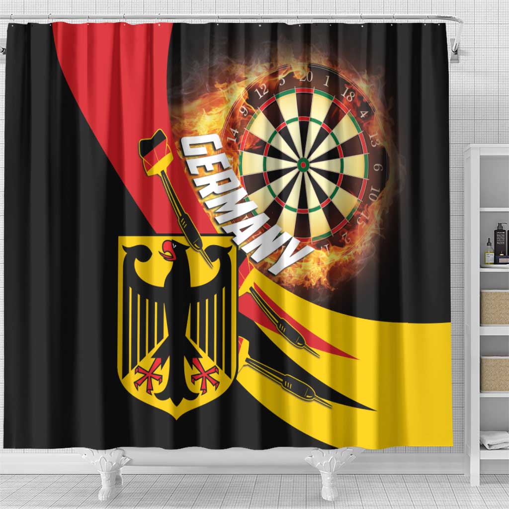Germany Darts Shower Curtain Flaming Dartboard Style