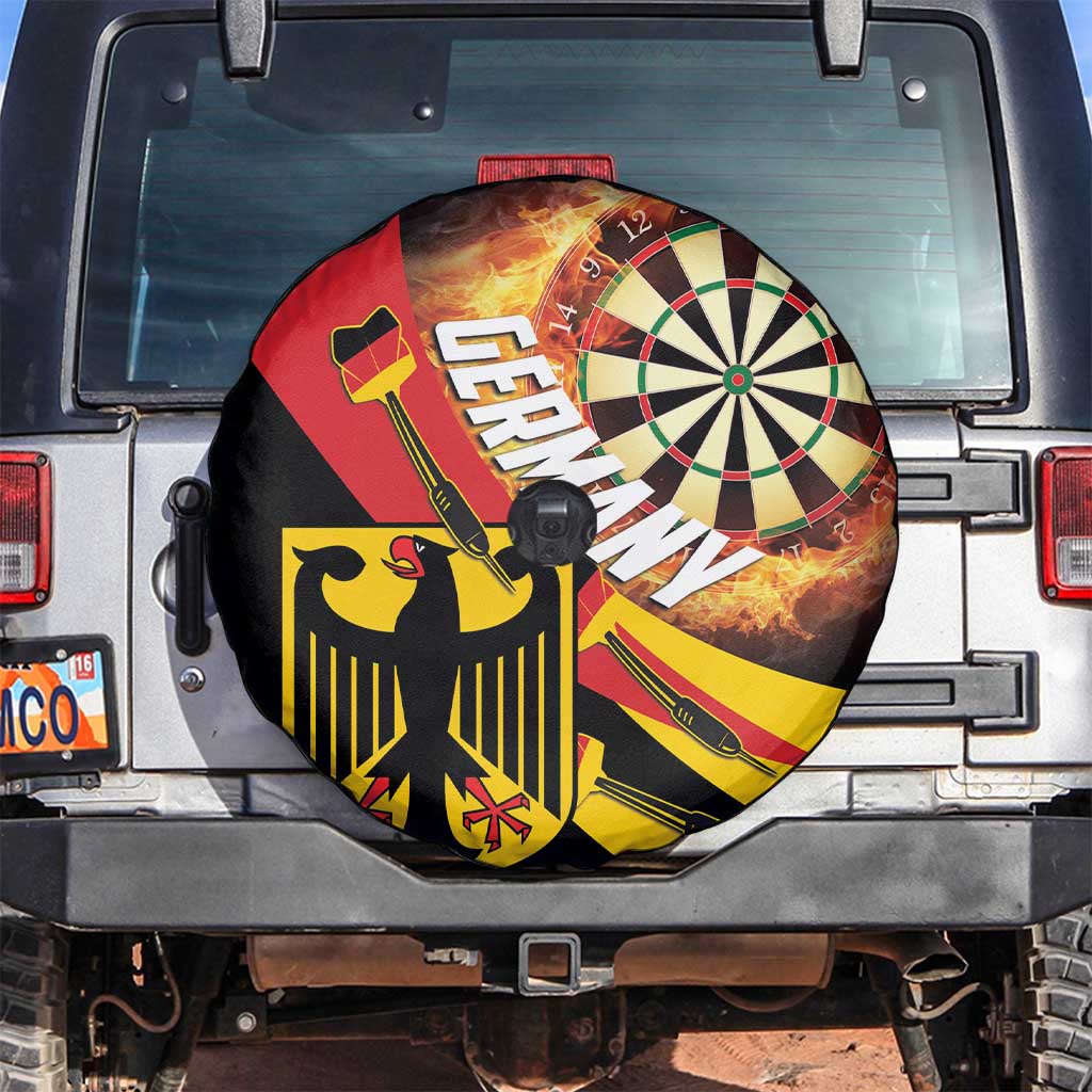 Germany Darts Spare Tire Cover Flaming Dartboard Style - Wonder Print Shop