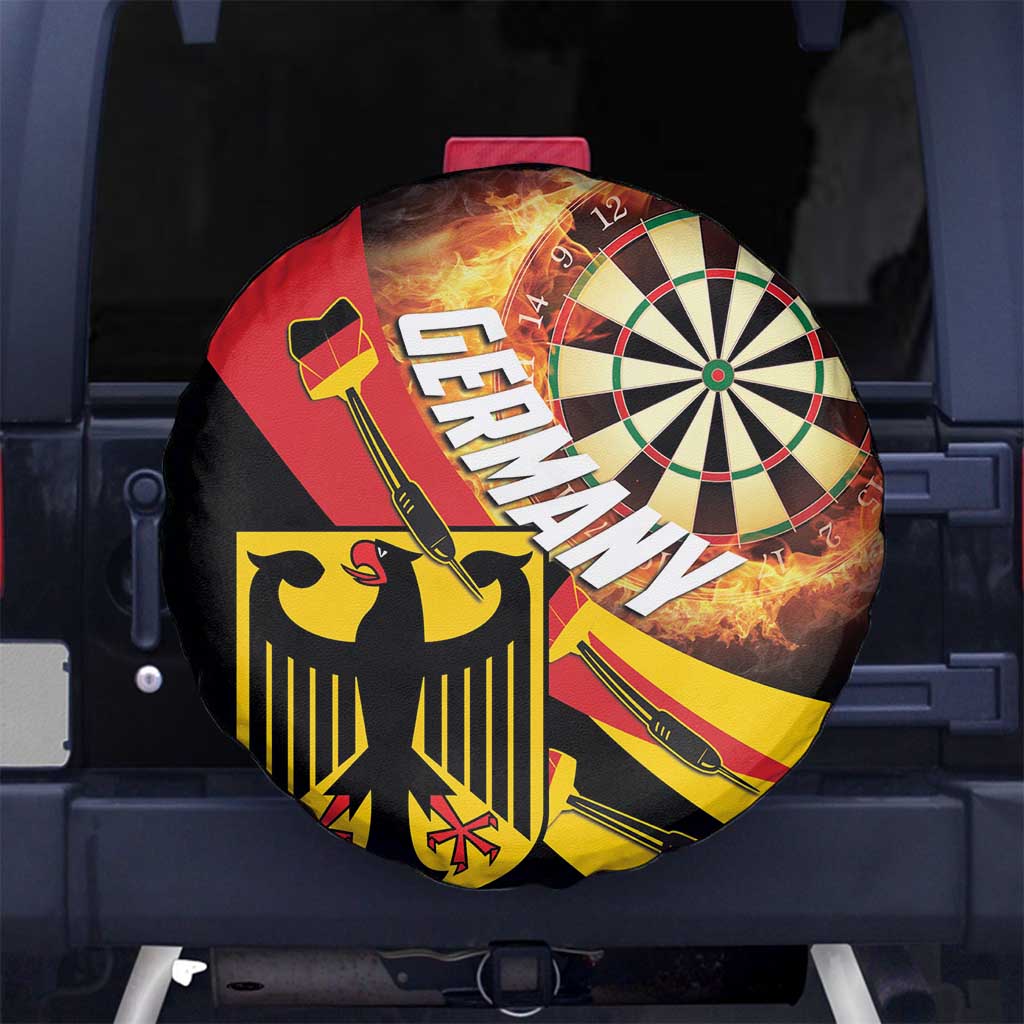 Germany Darts Spare Tire Cover Flaming Dartboard Style - Wonder Print Shop