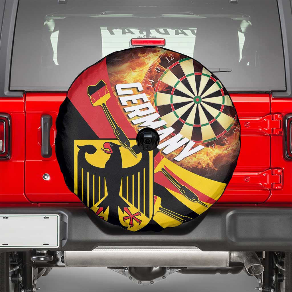 Germany Darts Spare Tire Cover Flaming Dartboard Style - Wonder Print Shop