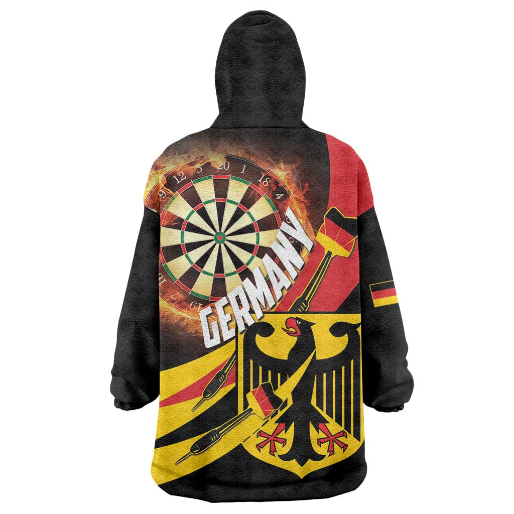 Germany Darts Wearable Blanket Hoodie Flaming Dartboard Style - Wonder Print Shop