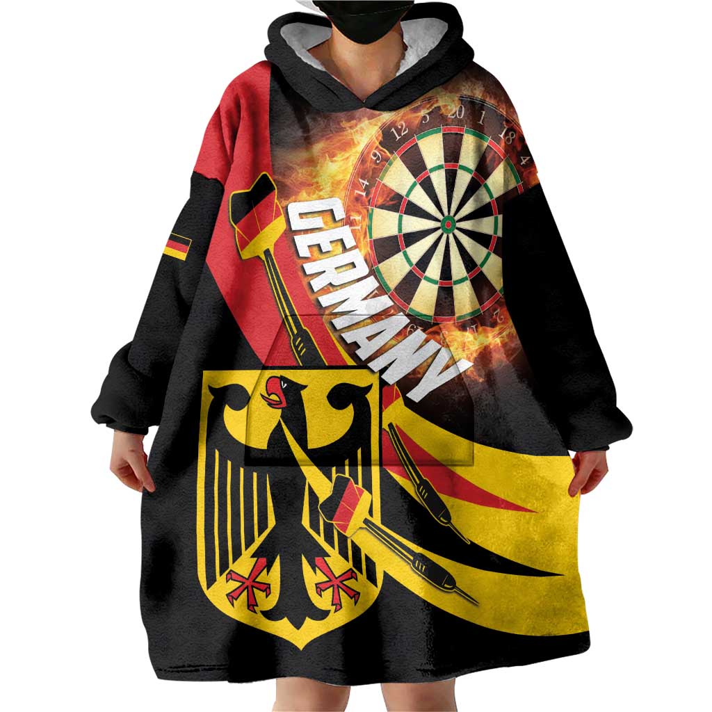 Germany Darts Wearable Blanket Hoodie Flaming Dartboard Style - Wonder Print Shop