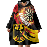 Germany Darts Wearable Blanket Hoodie Flaming Dartboard Style - Wonder Print Shop