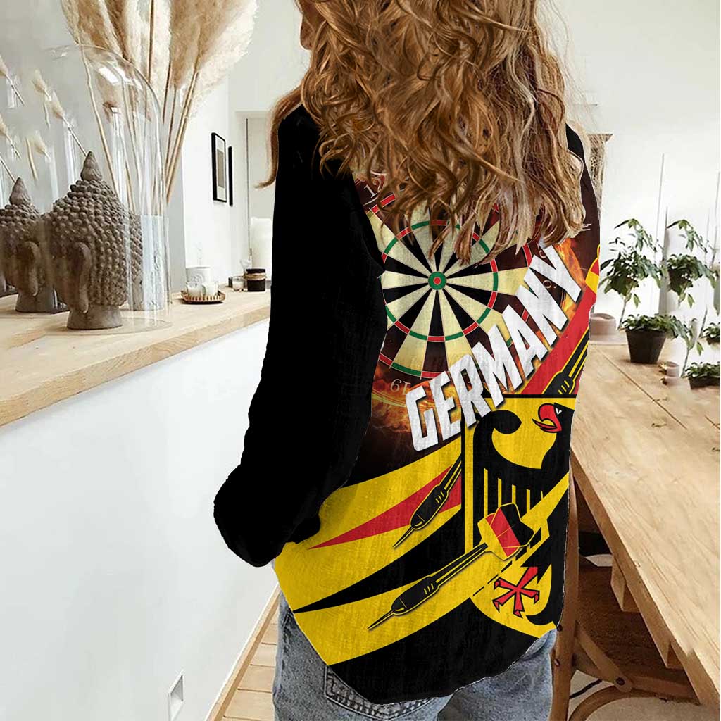 Germany Darts Women Casual Shirt Flaming Dartboard Style - Wonder Print Shop