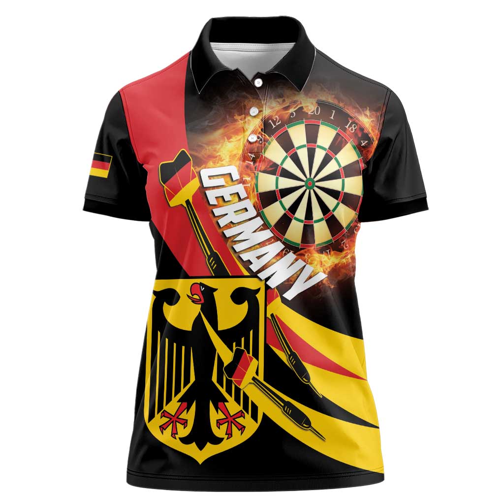 Germany Darts Women Polo Shirt Flaming Dartboard Style - Wonder Print Shop