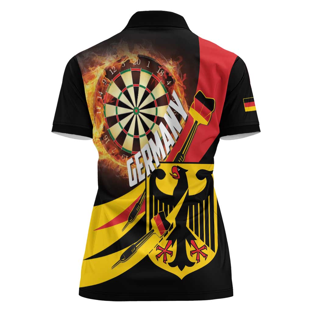 Germany Darts Women Polo Shirt Flaming Dartboard Style - Wonder Print Shop