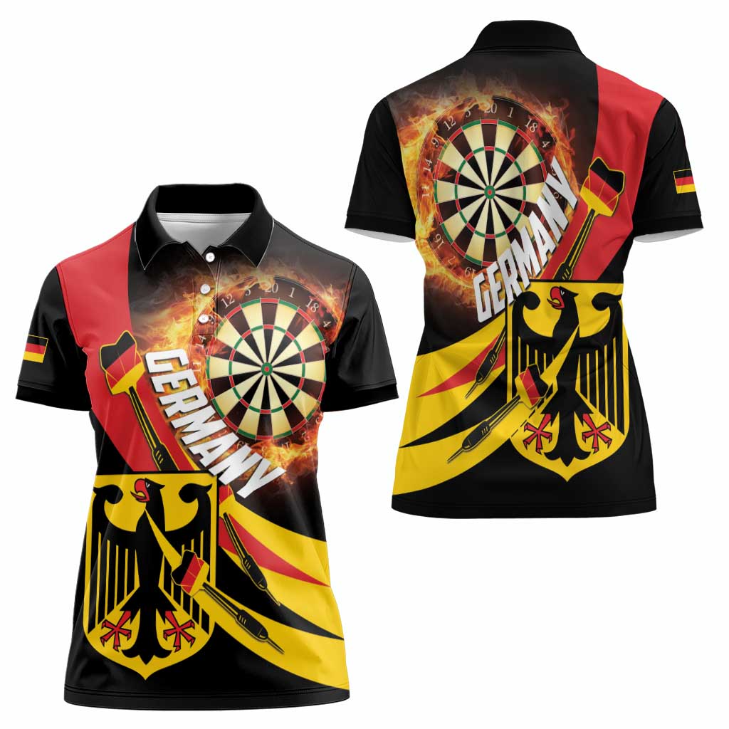 Germany Darts Women Polo Shirt Flaming Dartboard Style - Wonder Print Shop