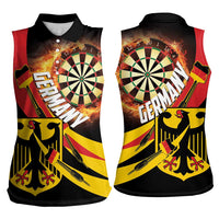 Germany Darts Women Sleeveless Polo Shirt Flaming Dartboard Style - Wonder Print Shop