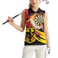 Germany Darts Women Sleeveless Polo Shirt Flaming Dartboard Style - Wonder Print Shop