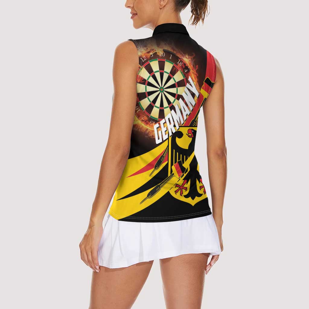Germany Darts Women Sleeveless Polo Shirt Flaming Dartboard Style - Wonder Print Shop