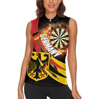 Germany Darts Women Sleeveless Polo Shirt Flaming Dartboard Style - Wonder Print Shop