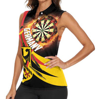 Germany Darts Women Sleeveless Polo Shirt Flaming Dartboard Style - Wonder Print Shop