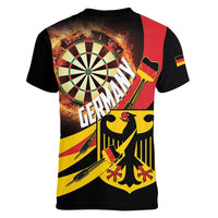 Germany Darts Women V-Neck T-Shirt Flaming Dartboard Style - Wonder Print Shop