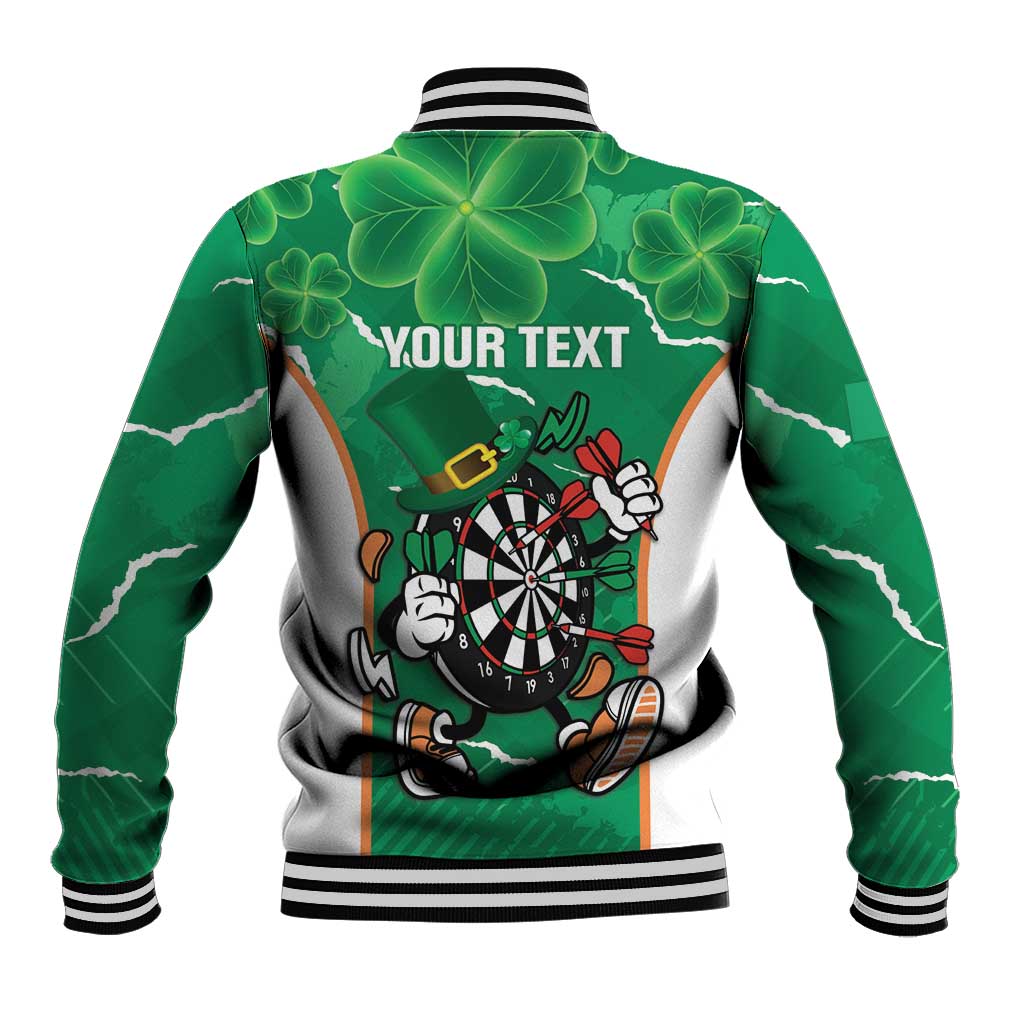Personalised Ireland Darts Baseball Jacket Irish Dartboard Mascot Shamrock Pattern - Wonder Print Shop